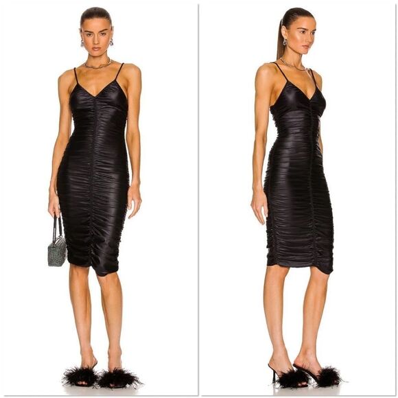 ALEXANDER WANG NWT Ruched Cami Slip Dress Black Size XL